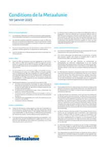 Metaalunievoorwaarden 2025 Frans pdf
